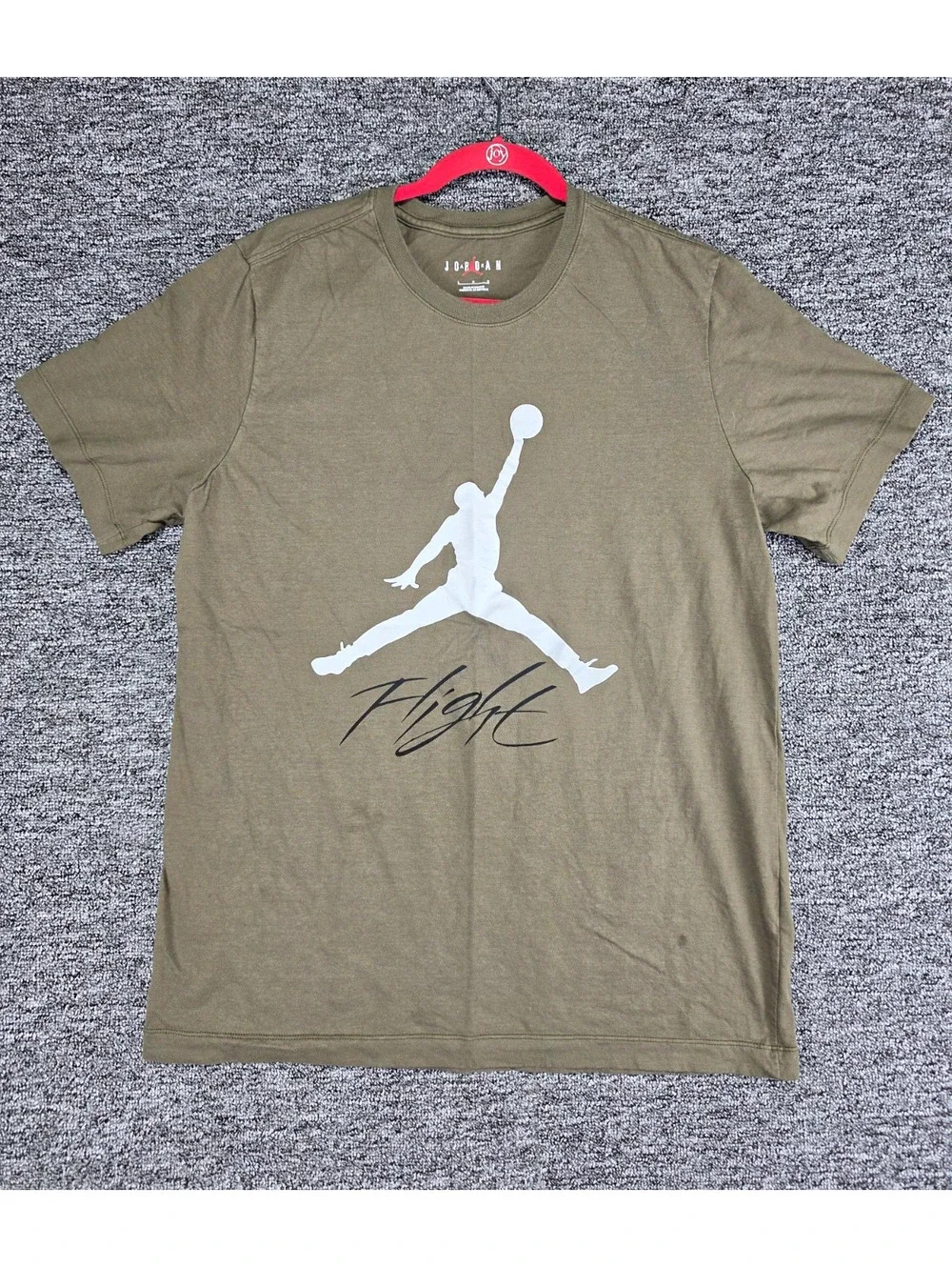 Jordan Flight Jumpman Graphic Logo Green Crew Neck Short Sleeve Cotton Tee L